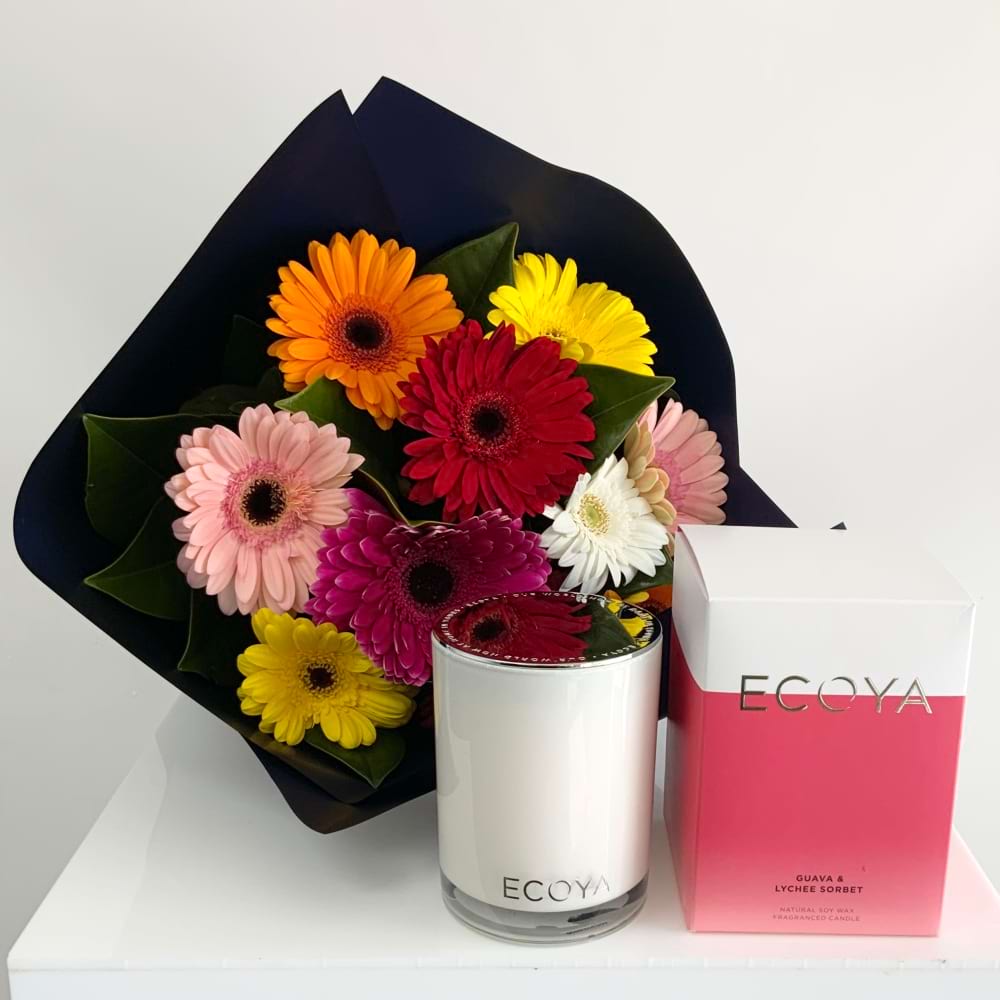 Fragrant Duo Gerbera Posy + Ecoya Candle