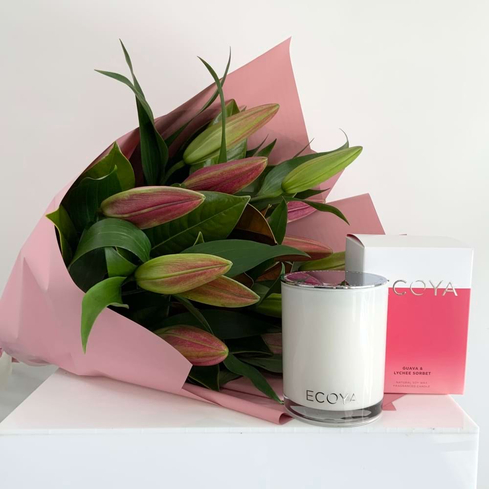 Fragrant Duo Lily Posy + Ecoya Candle